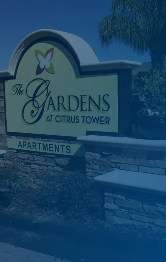 The Gardens at Citrus Tower apartment monument sign